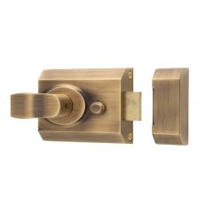 Antique Brass 60mm Contract Rim Cylinder Nightlatch | RCN8260AB