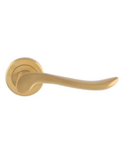 Set Carlisle Brass Satin Brass Serozzetta Verdun Lever on round rose | ZIN3130SB