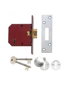 Union 2401 Satin Chrome 5 Lever Security Mortice Deadlock for Sliding Doors