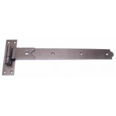 Pair 300mm Black Japanned Straight Hook and Band Hinge on Plate