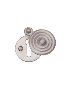 Satin Nickel Standard Covered Key Escutcheon Reeded - V972