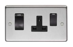 From the Anvil Satin Stainless Steel 45 Amp Switch & Socket  | 34226/1