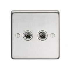 From the Anvil Satin Stainless Steel Double TV Socket | 34230/1
