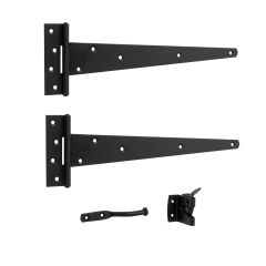 Medium Duty Gate Hinge Kit with Gate Catch - Black