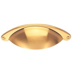 Satin Brass Traditional Cup Pattern Cabinet Handle 64mm c/c