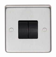 From the Anvil Satin Stainless Steel Double 10 Amp Switch | 34201/1