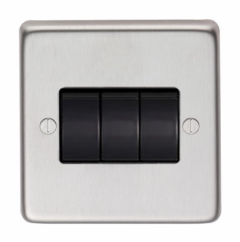 From the Anvil Satin Stainless Steel Triple 10 Amp Switch | 34202/1