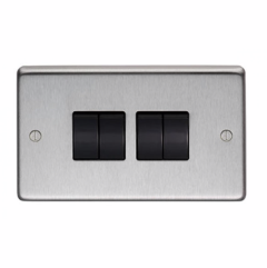 From the Anvil Satin Stainless Steel Quad 10 Amp Switch | 34203/1
