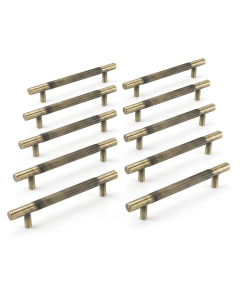 Pack 10 x Antique Brass Linear T Bar Pull Handle - 160mm c/c  |  IXC710CAB