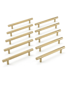 Pack 10 x Satin Brass Linear T Bar Pull Handle - 160mm c/c  |  IXC710CSB