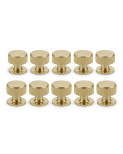 Pack 10 x Satin Brass Linear Cupboard Knob - 34mm dia.  |  IXC713SB