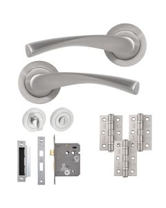 Eclipse Freestyle Satin Nickel Monza Bathroom Door Pack | 76x51mm (3