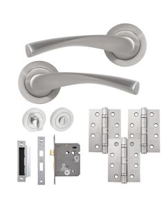 Eclipse Freestyle Satin Nickel Monza Bathroom Door Pack | 102x76mm (4