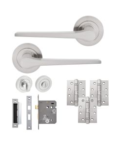 Eclipse Freestyle Satin Nickel Monte Bathroom Door Pack | 102x76mm (4