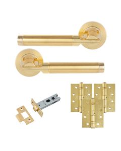Eclipse Insignia Satin & Polished Brass Elettra Latch Door Pack | 102x76mm (4
