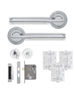 Eclipse Insignia Polished & Satin Chrome Elettra Bathroom Door Pack | 102x76mm (4