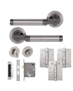 Eclipse Insignia Satin & Black Nickel Elettra Bathroom Door Pack | 102x76mm (4