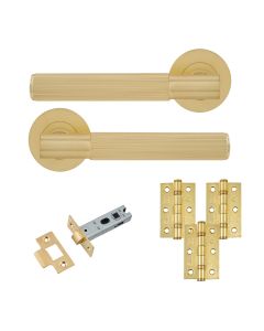 Eclipse Insignia Satin Brass Linear Latch Door Pack | 76x51mm (3