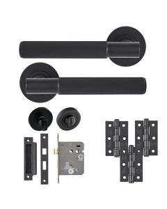 Eclipse Insignia Matt Black Linear Bathroom Door Pack | 76x51mm (3