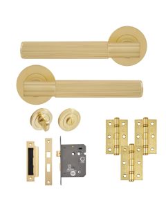 Eclipse Insignia Satin Brass Linear Bathroom Door Pack | 76x51mm (3