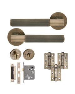 Eclipse Insignia Antique Brass Linear Bathroom Door Pack | 76x51mm (3
