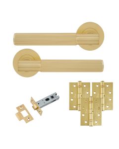 Eclipse Insignia Satin Brass Linear Latch Door Pack | 102x76mm (4