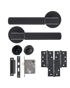 Eclipse Insignia Matt Black Linear Bathroom Door Pack | 102x76mm (4