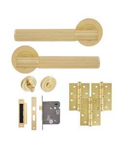 Eclipse Insignia Satin Brass Linear Bathroom Door Pack | 102x76mm (4
