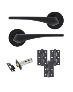 Eclipse Insignia Matt Black Lanza Latch Door Pack | 76x51mm (3