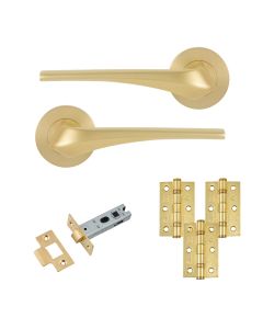 Eclipse Insignia Satin Brass Lanza Latch Door Pack | 76x51mm (3