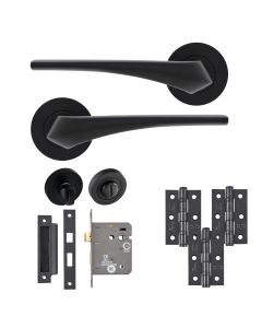 Eclipse Insignia Matt Black Lanza Bathroom Door Pack | 76x51mm (3