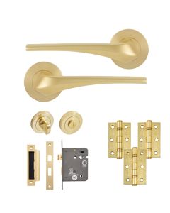 Eclipse Insignia Satin Brass Lanza Bathroom Door Pack | 76x51mm (3