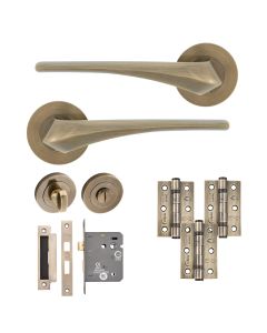 Eclipse Insignia Antique Brass Lanza Bathroom Door Pack | 76x51mm (3