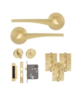 Eclipse Insignia Satin Brass Lanza Bathroom Door Pack | 102x67mm (4