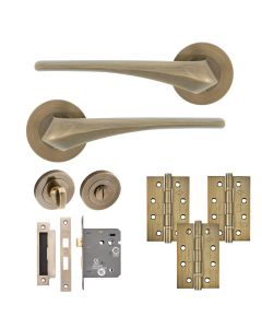 Eclipse Insignia Antique Brass Lanza Bathroom Door Pack | 102x67mm (4