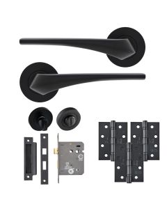 Eclipse Insignia Matt Black Lanza Bathroom Door Pack | 102x76mm (4