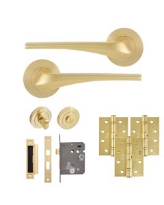 Eclipse Insignia Satin Brass Lanza Bathroom Door Pack | 102x76mm (4