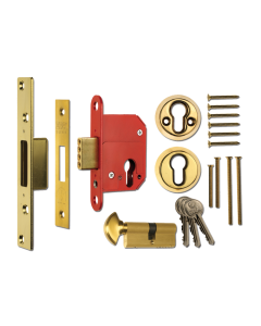 64mm Polished Brass BS8621 Euro Deadlock cylinder & turn | 233 PB