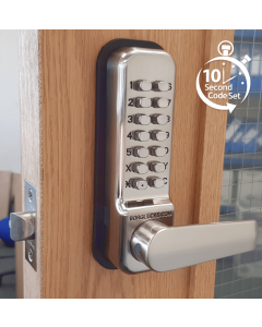 Borg 2401 Easicode Pro Satin Stainless Steel Digital Holdback Lock with tubular latch