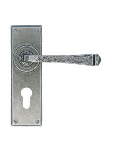 Set From the Anvil Pewter Avon Lever Euro Cylinder Lock Furniture | 33703