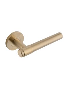 Eclipse Satin Brass Collared Lever Handle on rose | 34355
