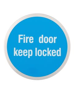 Satin Stainless Steel 76mm Self Adhesive Fire Door Keep Locked Sign | 34757