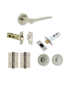 Satin Nickel Belgravia Bathroom Door Handle Set