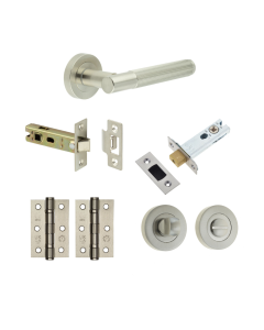 Satin Nickel Chelsea Bathroom Door Handle Set