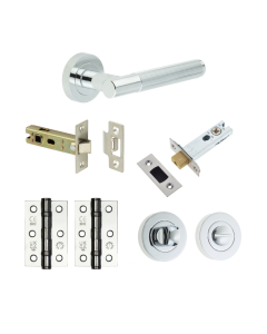 Polished Chrome Chelsea Bathroom Door Handle Set