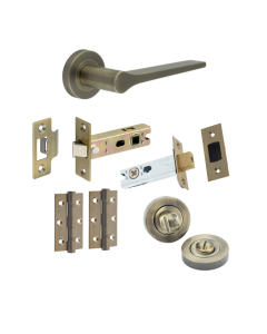 Antique Brass Belgravia Bathroom Door Handle Set