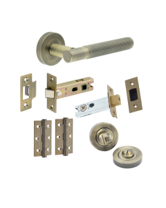 Antique Brass Chelsea Bathroom Door Handle Set