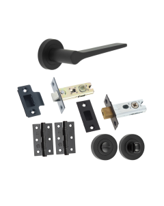 Matt Black Belgravia Bathroom Door Handle Set