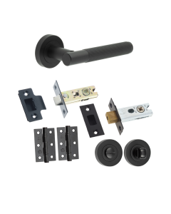 Matt Black Chelsea Bathroom Door Handle Set