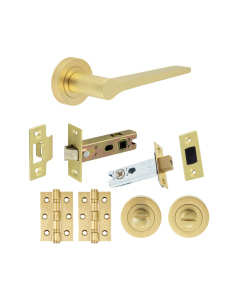 Satin Brass Belgravia Bathroom Door Handle Set
